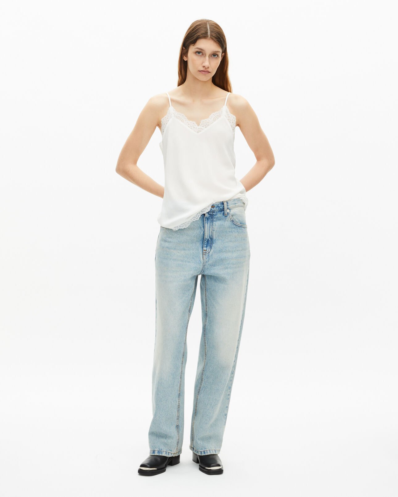 The Kooples WOMEN ECRU ecru silk and lace camisole