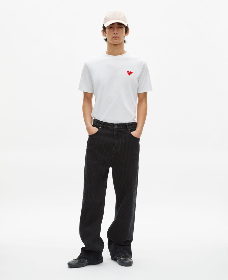 The Kooples MEN WHITE t-shirt with white heart flocking