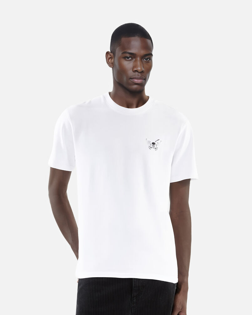 The Kooples MEN WHITE white t-shirt with butterfly flocking