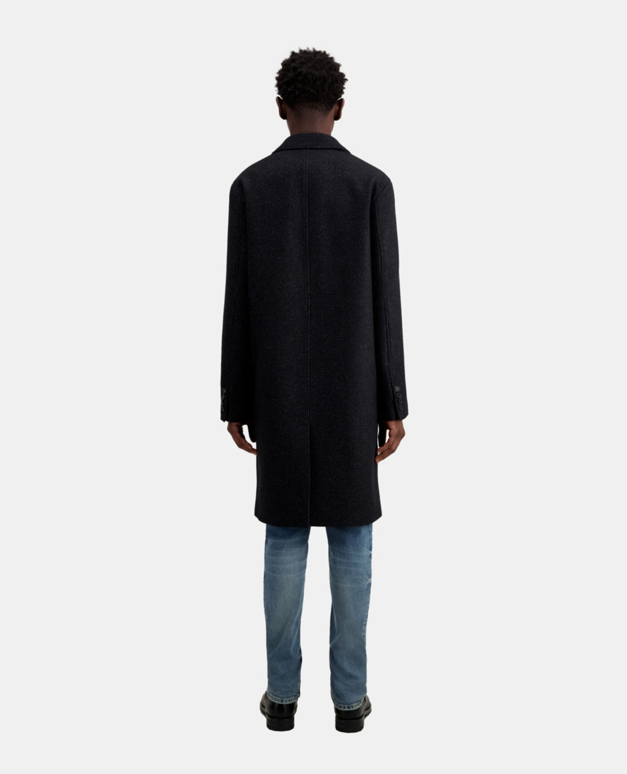 Long black coat in wool blend, BLACK GREY, hi-res image number null