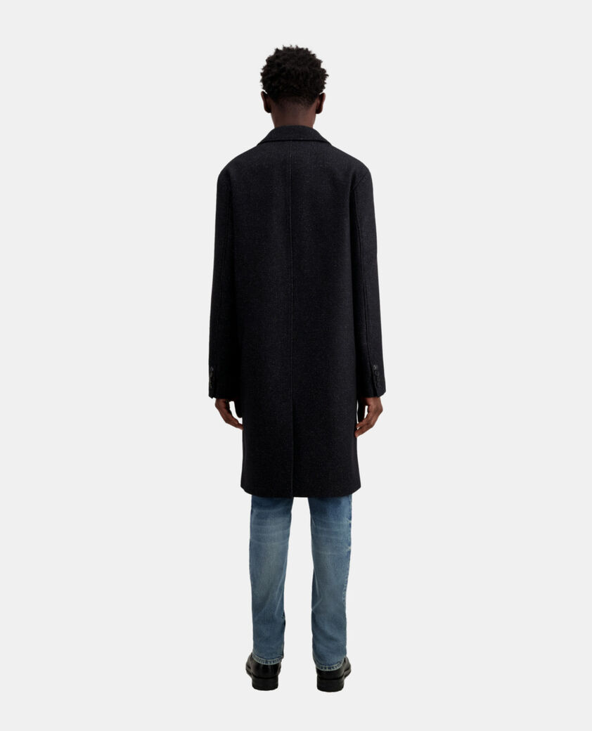 The Kooples HOMME BLACK GREY manteau noir long en laine mélangée