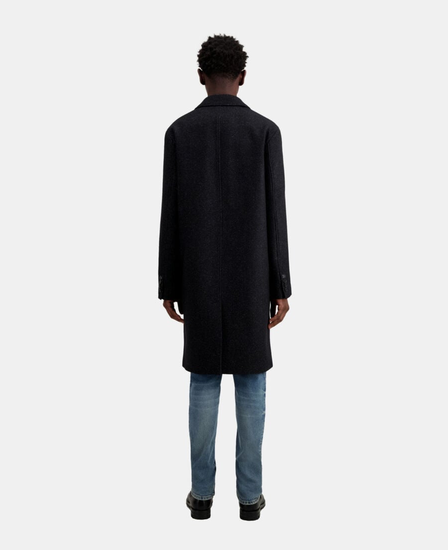 The Kooples MEN BLACK GREY long black coat in wool blend