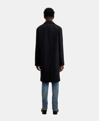 The Kooples MEN BLACK GREY long black coat in wool blend