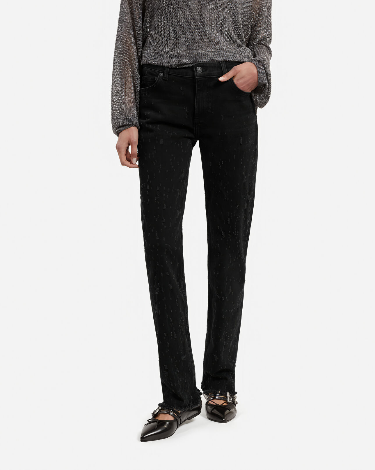 The Kooples DAMEN BLACK WASHED schwarze slim-fit-jeans