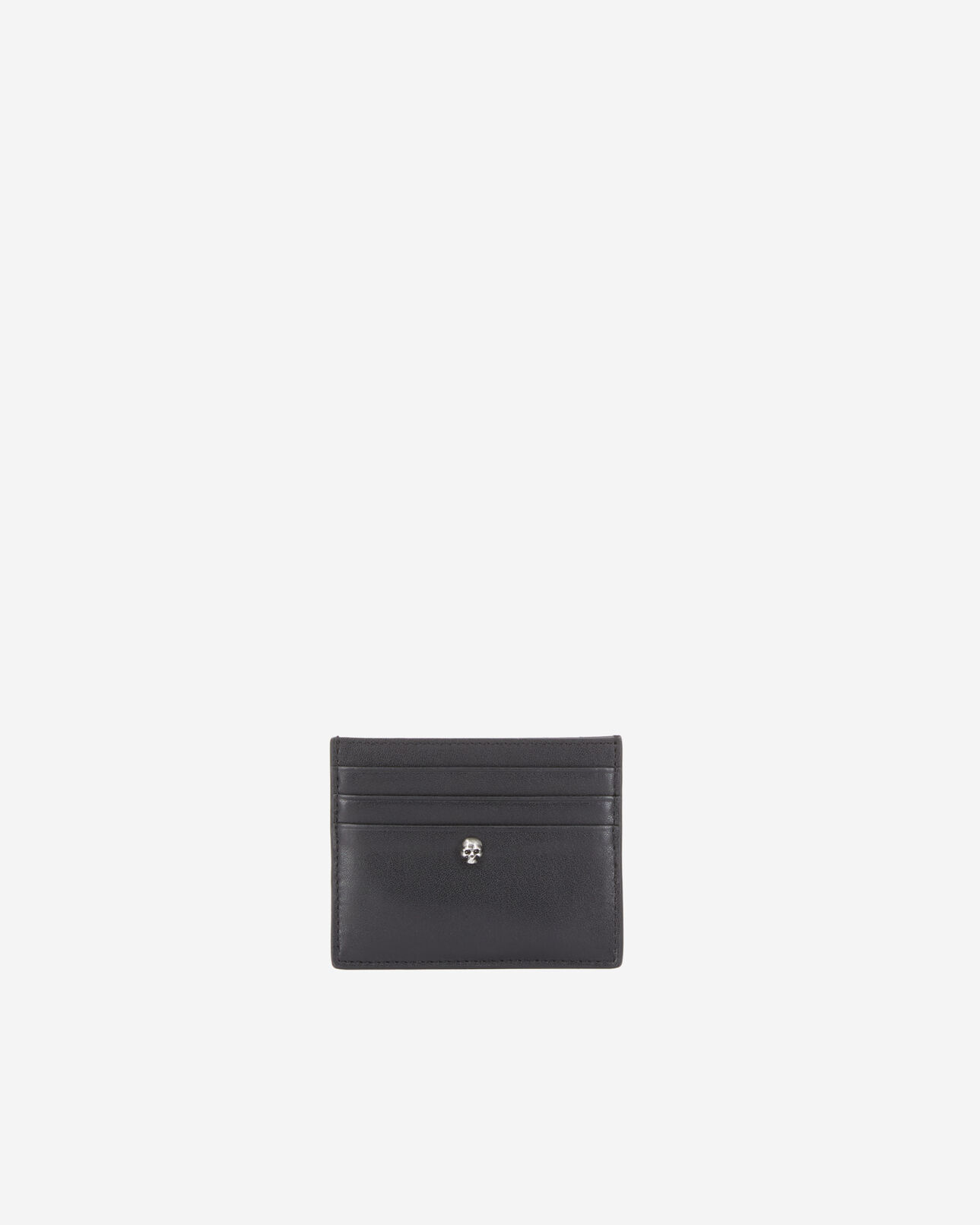 The Kooples HOMME BLACK porte cartes en cuir noir avec tête de mort