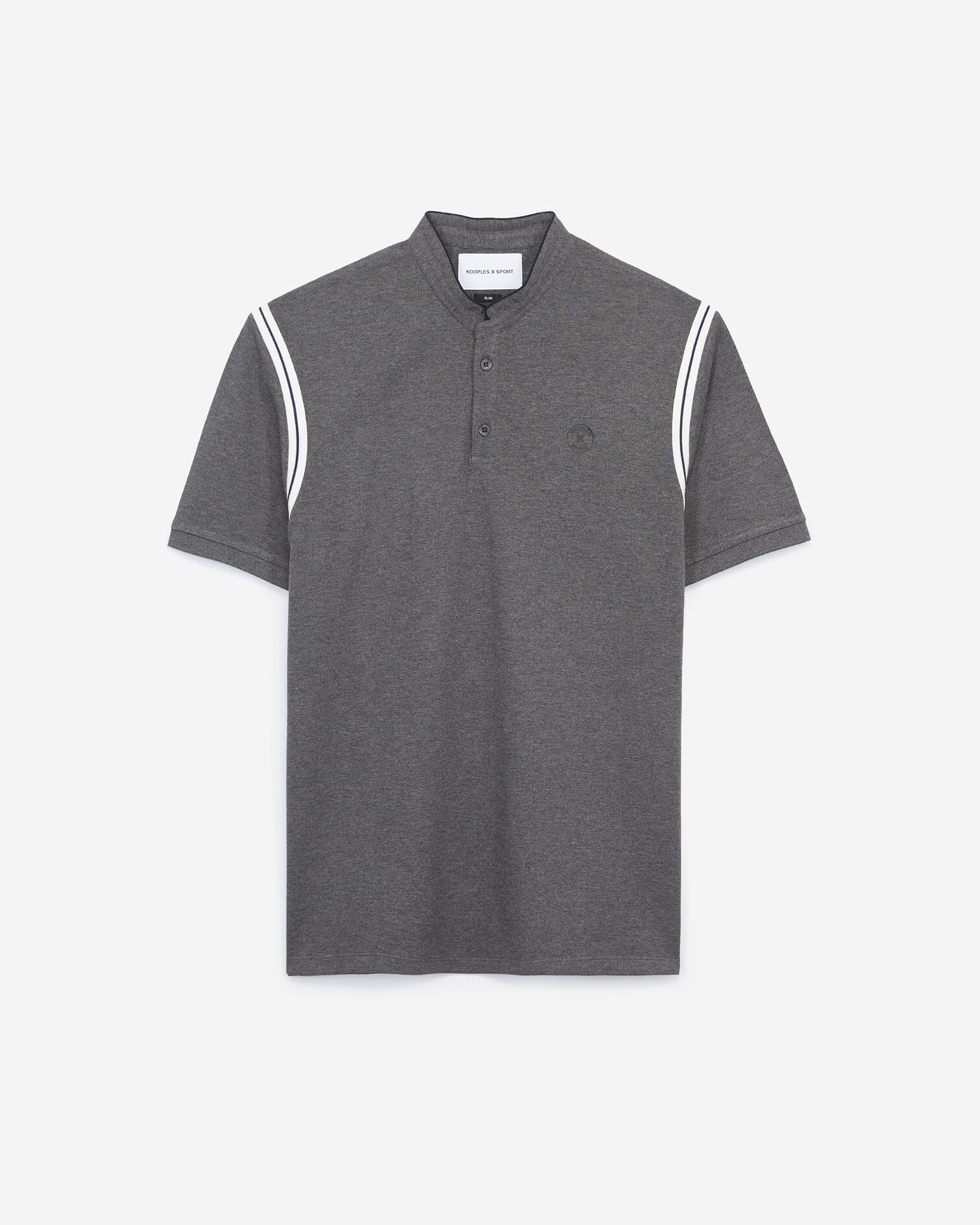 Graues Baumwoll-Poloshirt mit Streifen, MIDDLE GREY, hi-res image number null