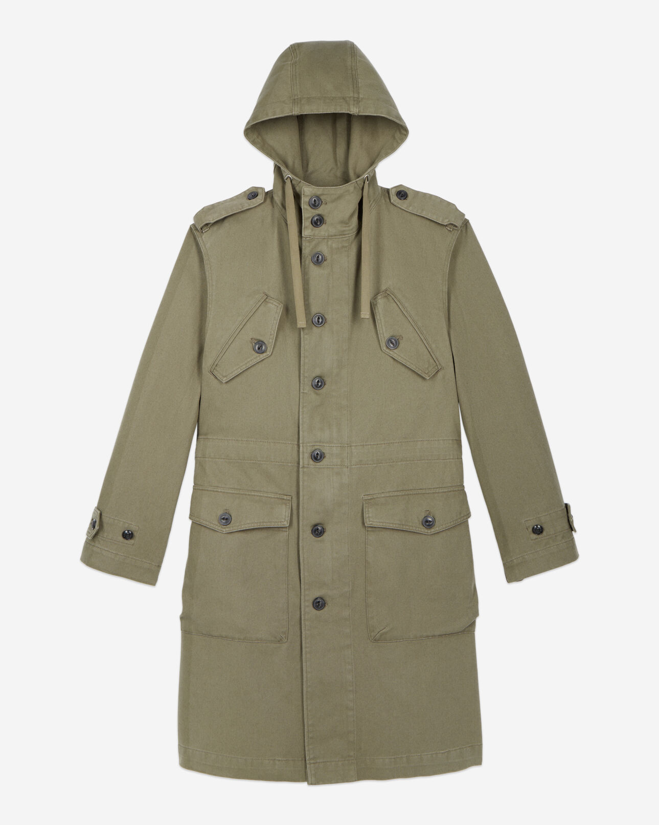 The Kooples HOMME OLIVE NIGHT parka longue à capuche kaki