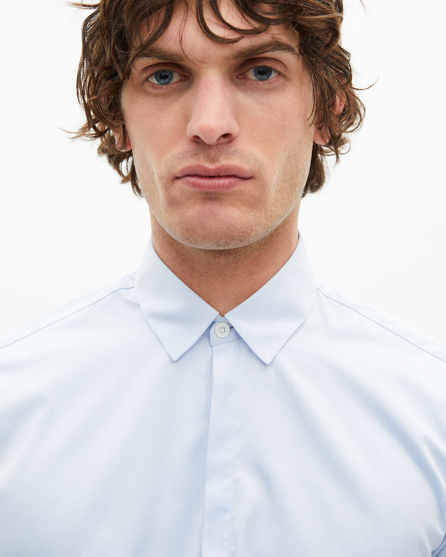 Sky blue classic collar shirt, LIGHT BLUE, hi-res image number null
