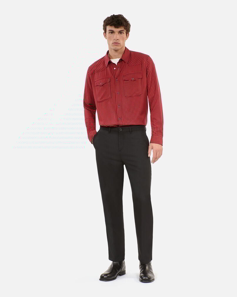 The Kooples MEN BLACK - RED black and red houndstooth shirt