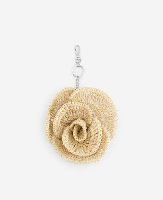 The Kooples FEMME ECRU bijou de sac fleur en raphia &eacute;cru