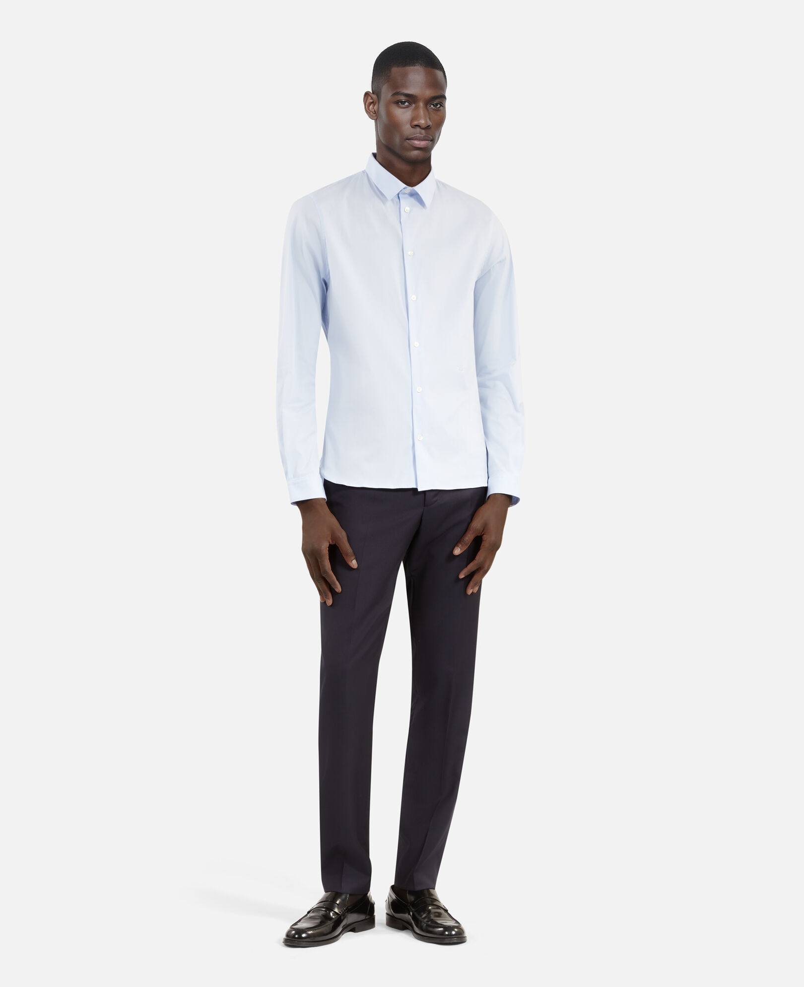 The Kooples MEN BLUE formal blue poplin shirt
