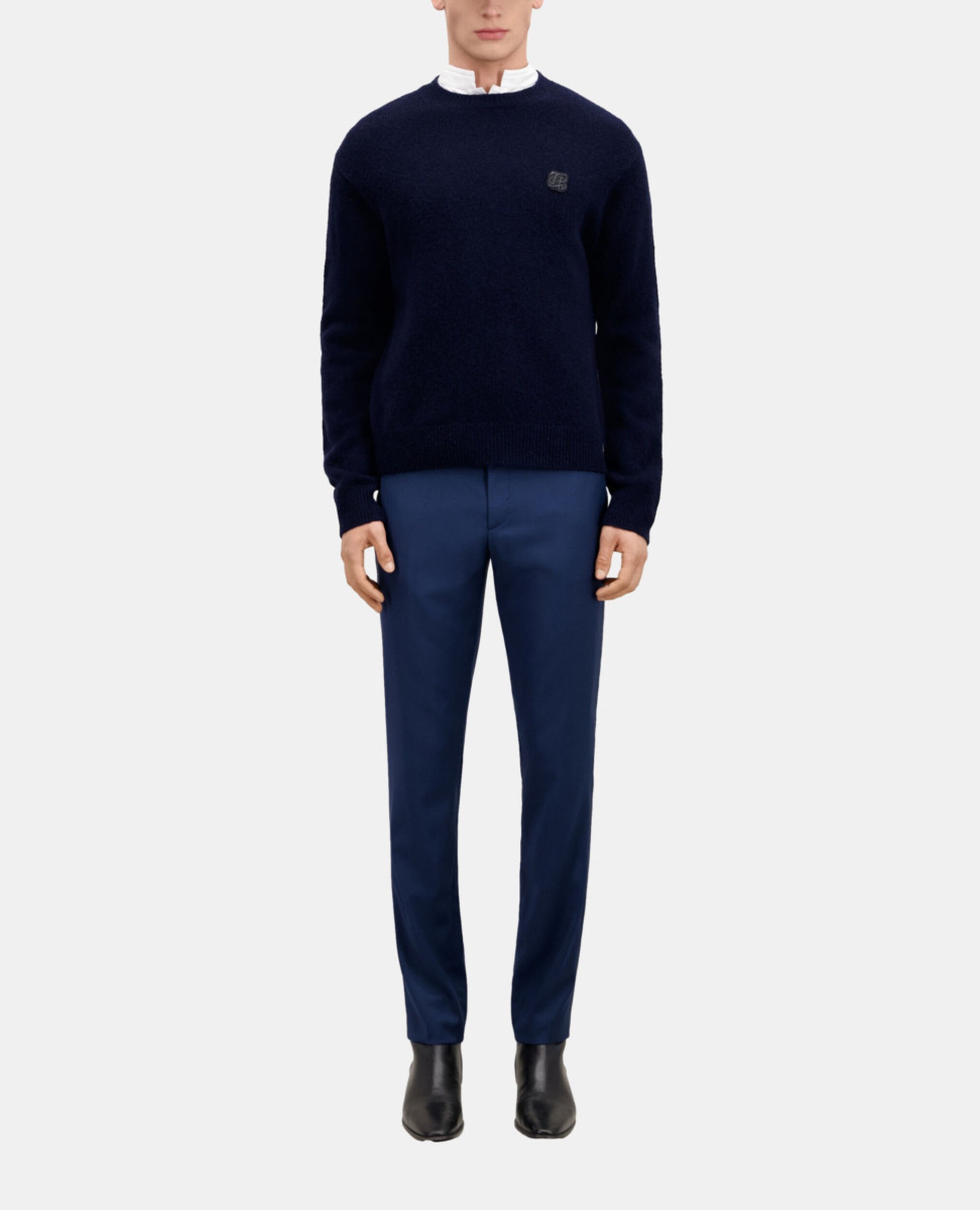 Navy blue wool and alpaca blend sweater, NAVY, hi-res image number null