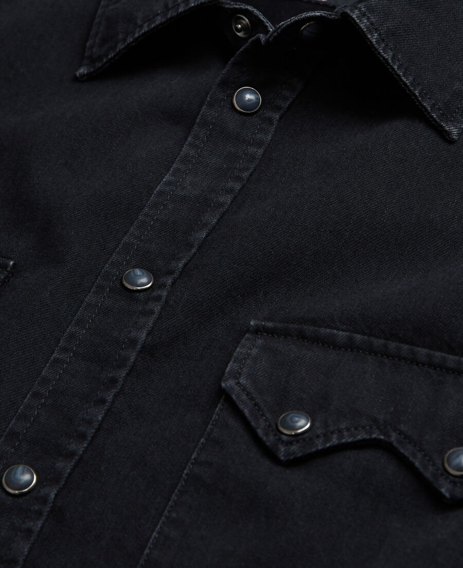 black classic collar denim shirt