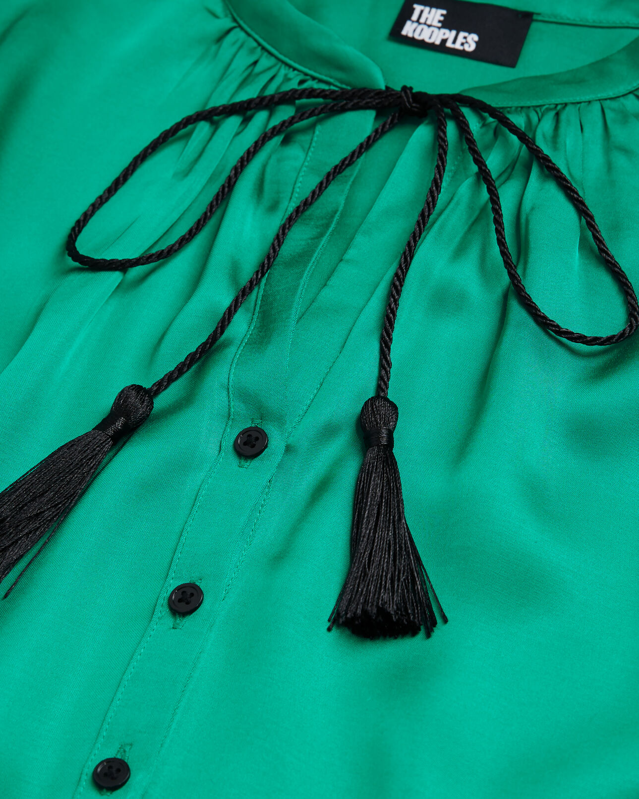The Kooples WOMEN GREEN green shirt with puffed sleeves