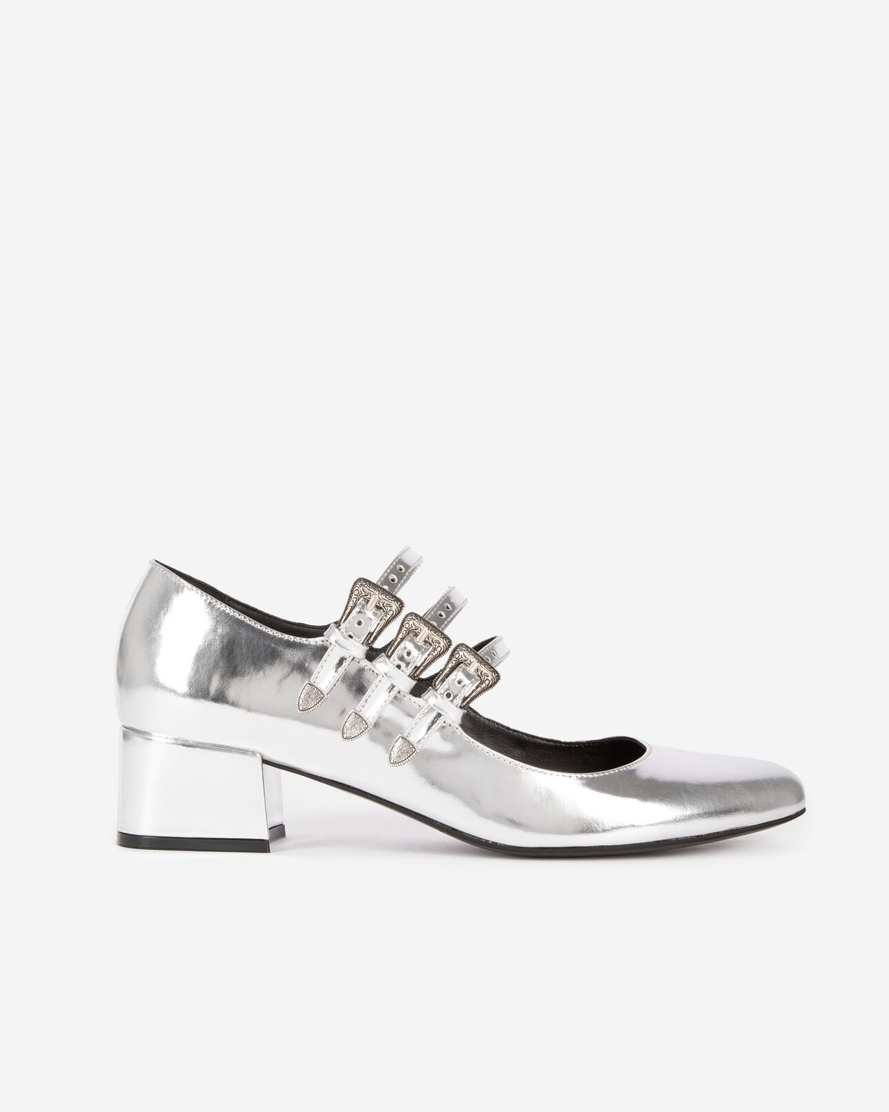 The Kooples DAMEN SILVER babies mit absätzen aus silbernem leder