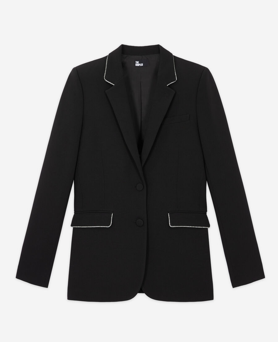 chaqueta traje detalles strass negra