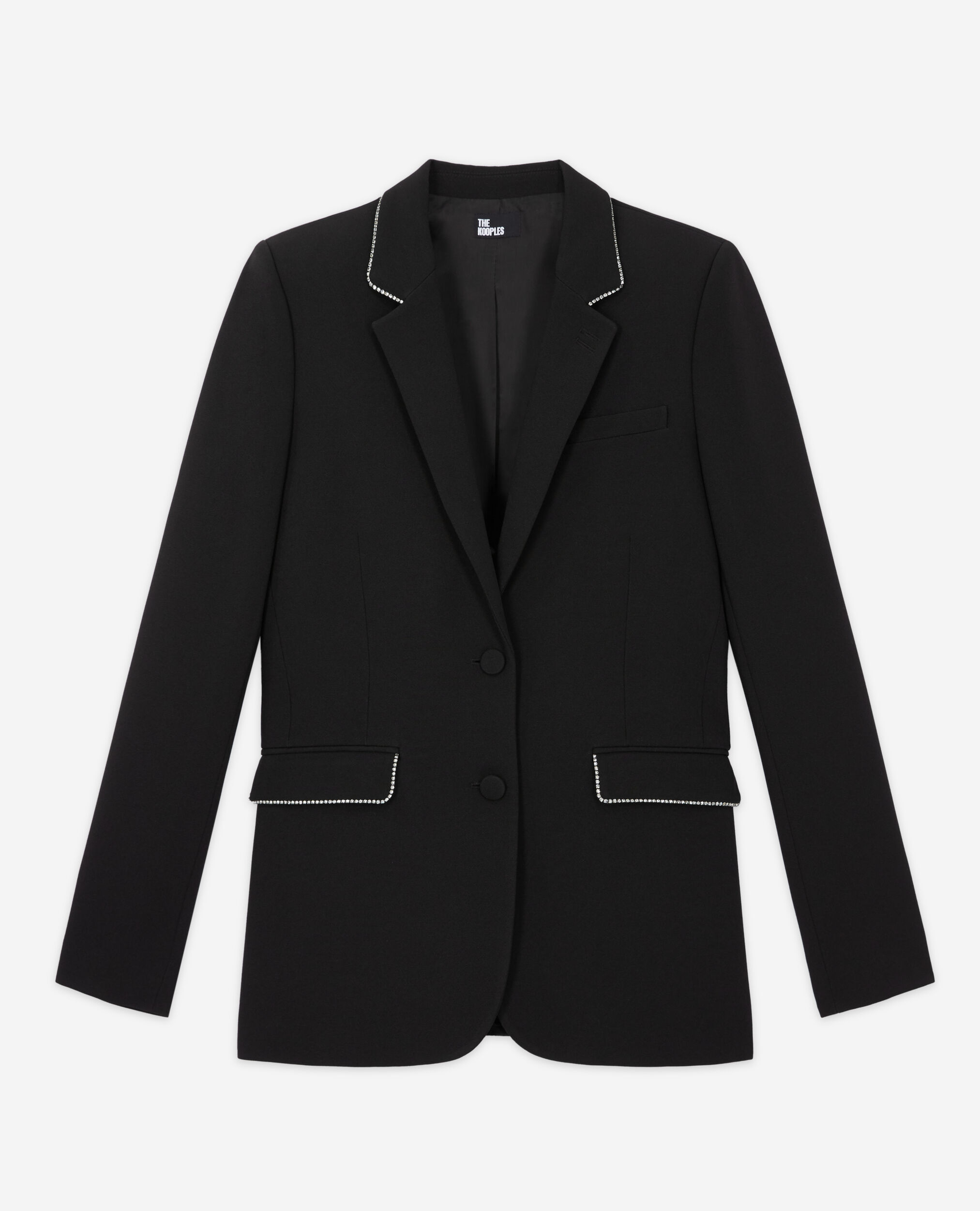 Black suit jacket with rhinestone details, BLACK, hi-res image number null