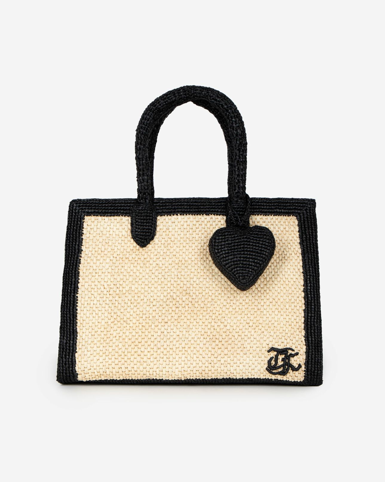 The Kooples FEMME BLACK bijou de sac cœur en raphia noir