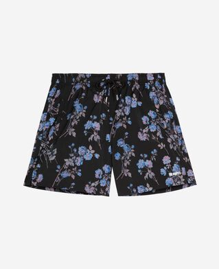 The Kooples HERREN BLACK BLUE schwarzer badeanzug mit blumenmuster