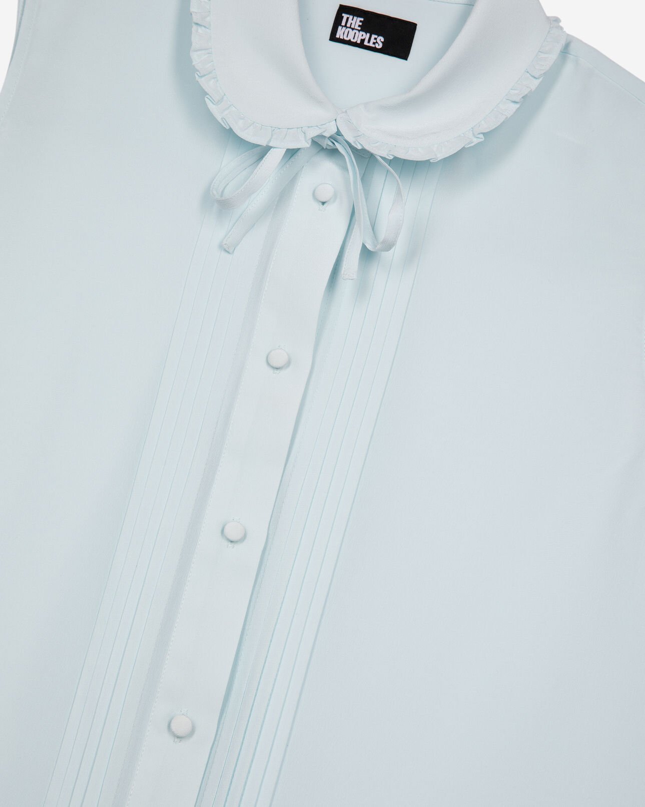 The Kooples FEMME BABY BLUE chemise sans manches en soie bleu clair
