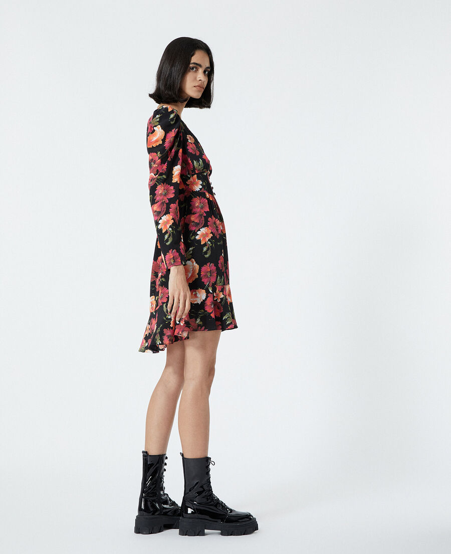 short floral printed silk dress