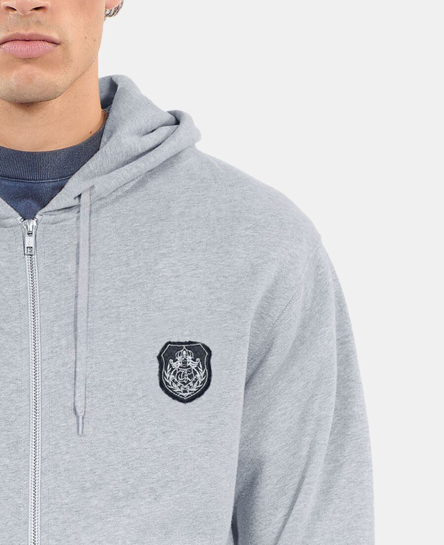The Kooples MEN GREY MELANGE grey blazon hoodie