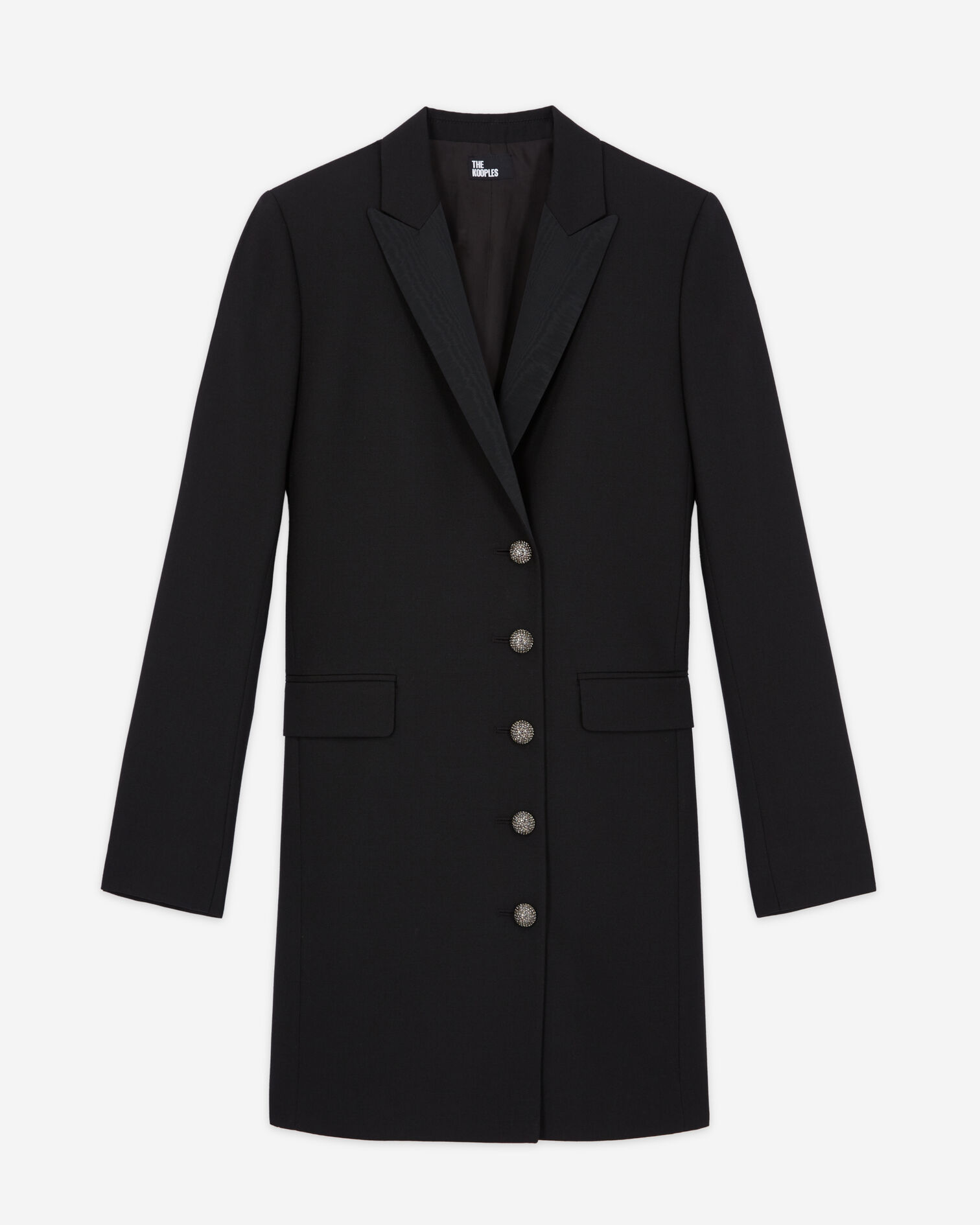 Robe courte en laine noire, BLACK, hi-res image number null