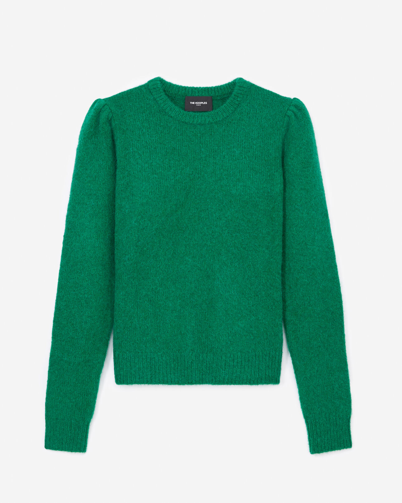 The Kooples WOMEN GREEN alpaca wool green sweater shoulder gather