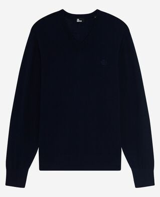 The Kooples HOMME NAVY pull col v en laine m&eacute;rinos marine