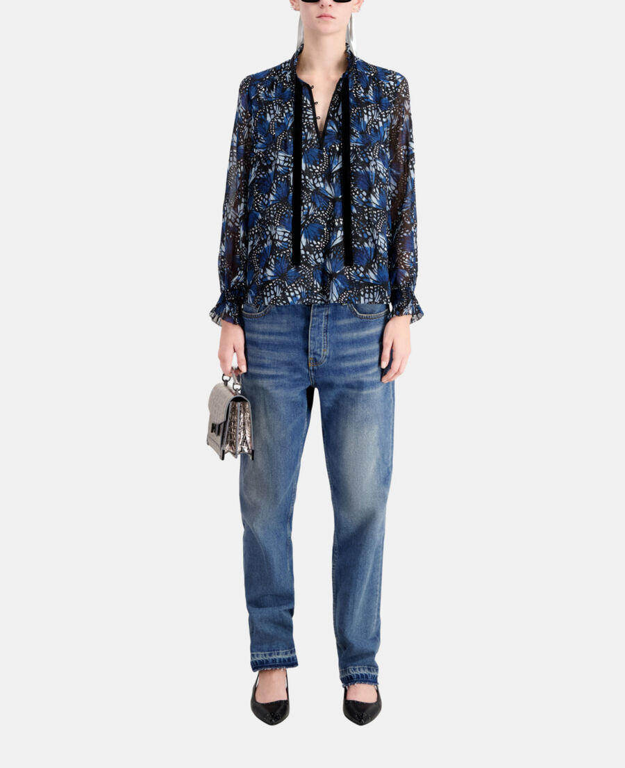 The Kooples F BLUE printed top with pleating