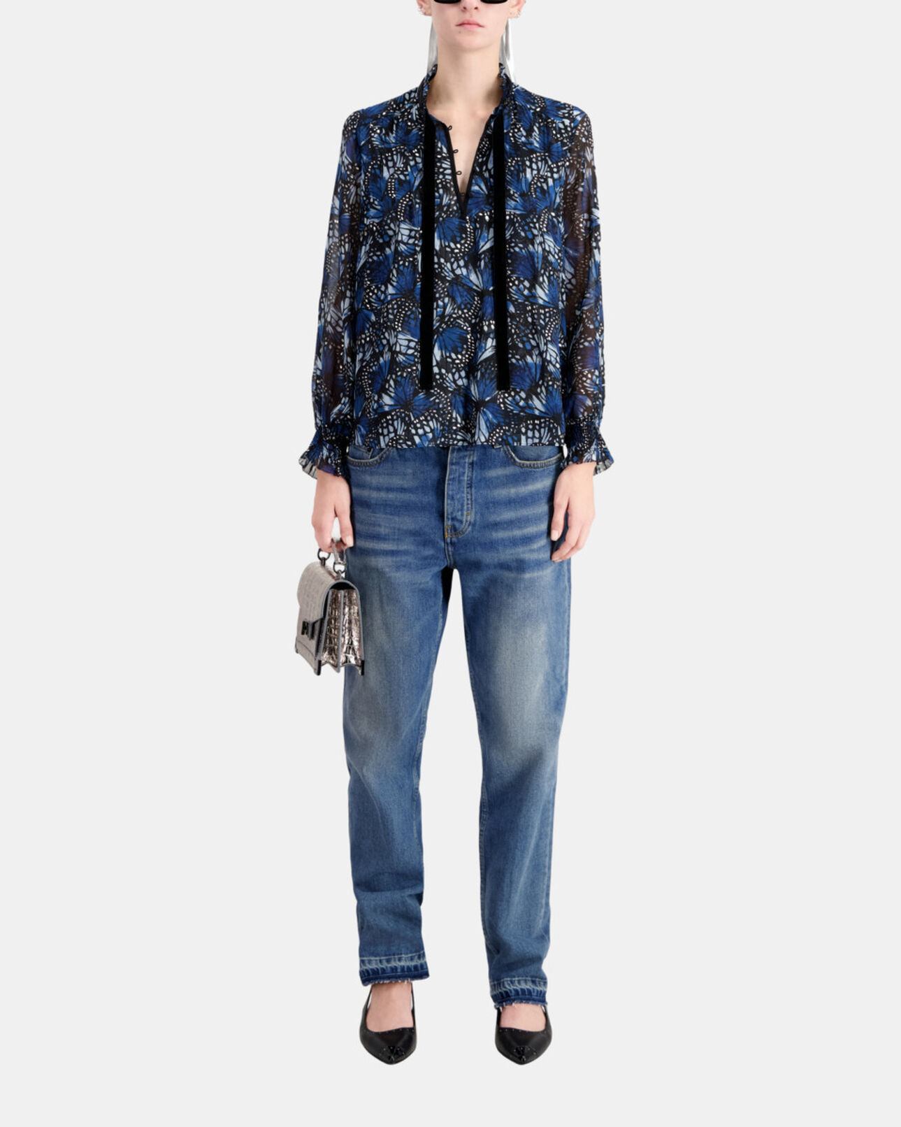 The Kooples FEMME BLUE top imprimé avec plissage