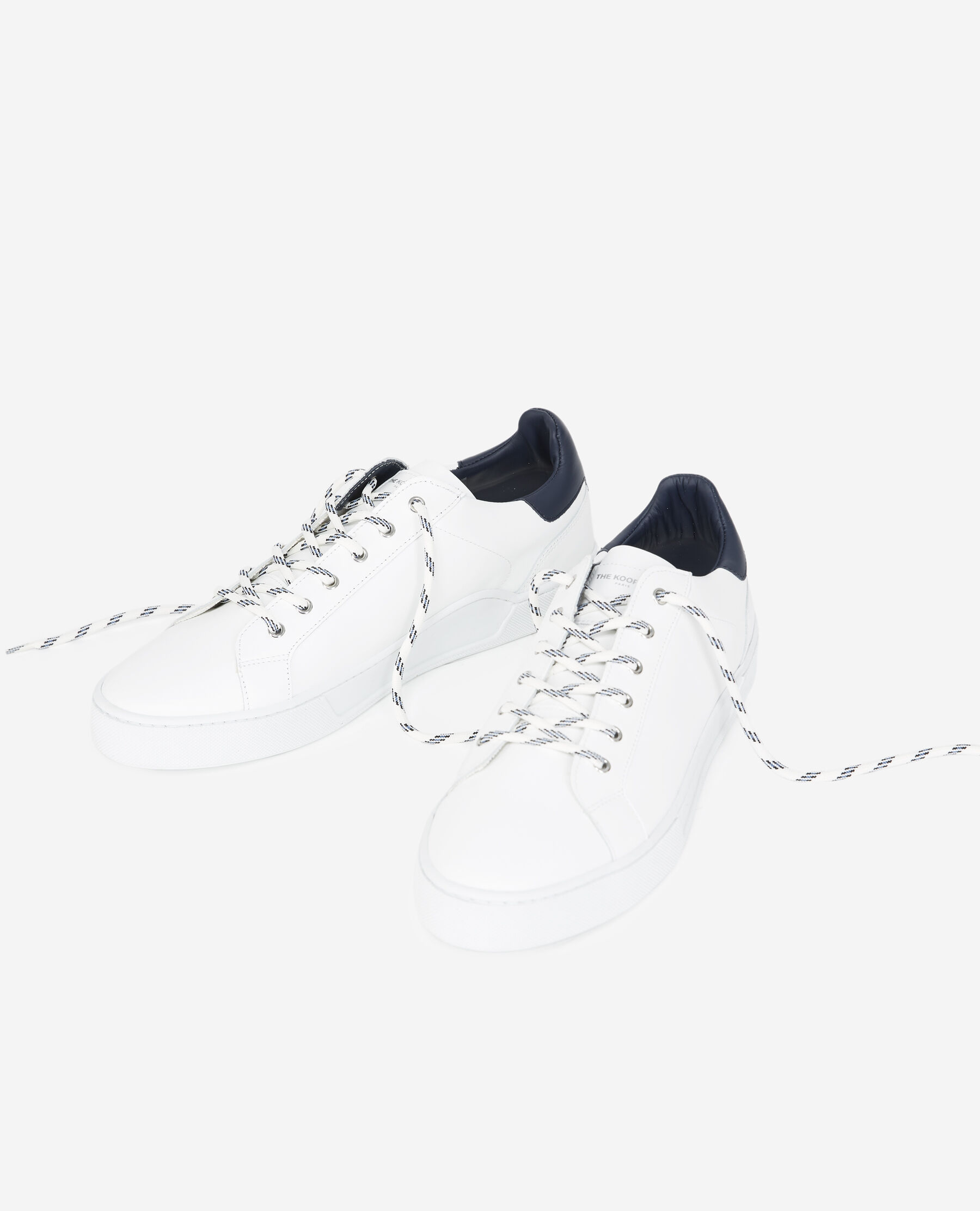 White sneakers in leather with blue tongue The Kooples US