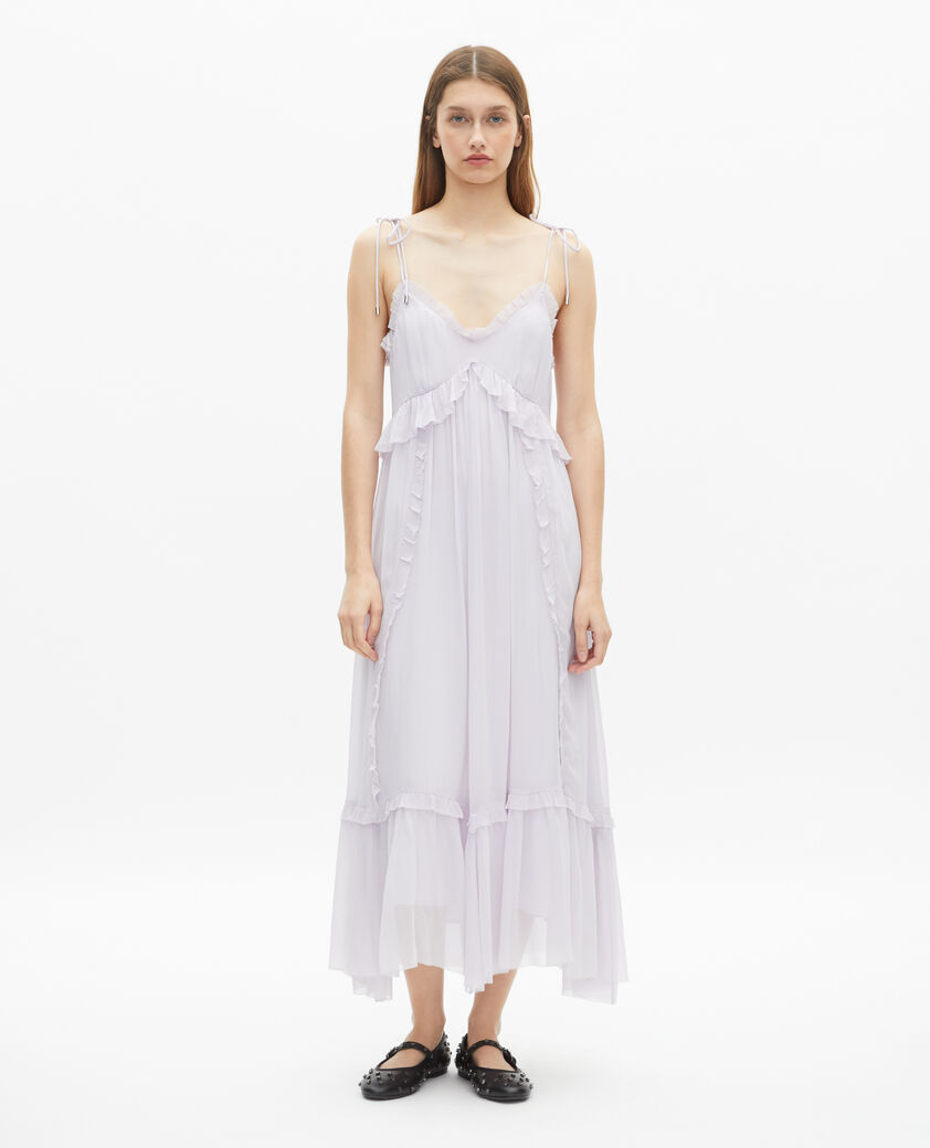 The Kooples FEMME LIGHT PURPLE robe longue avec volants lilas