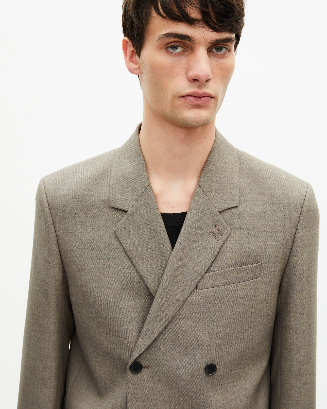 The Kooples HERREN BEIGE MELANGE beigefarbene anzugjacke aus wolle