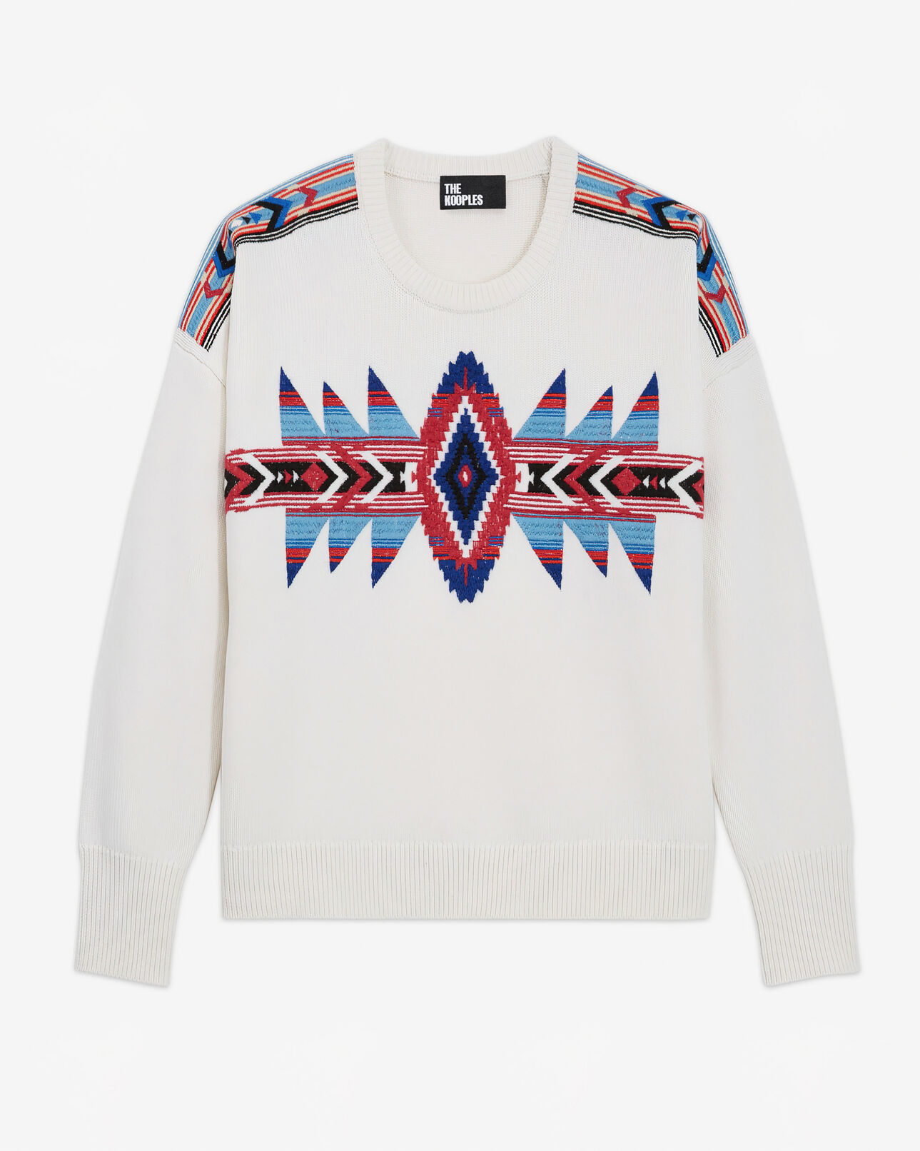 The Kooples WOMEN OFF WHITE embroidered wool sweater