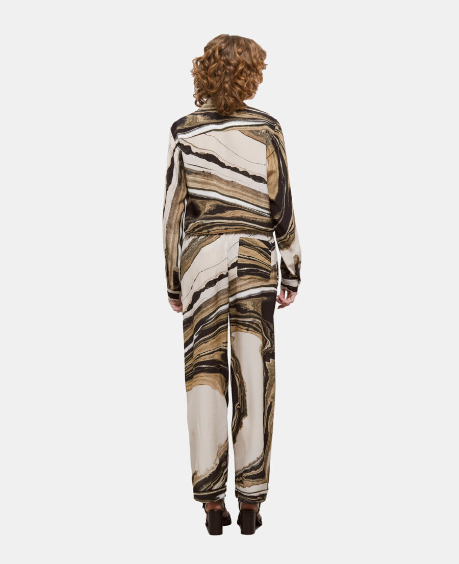 The Kooples F BEIGE-BROWN printed flowing silk pants