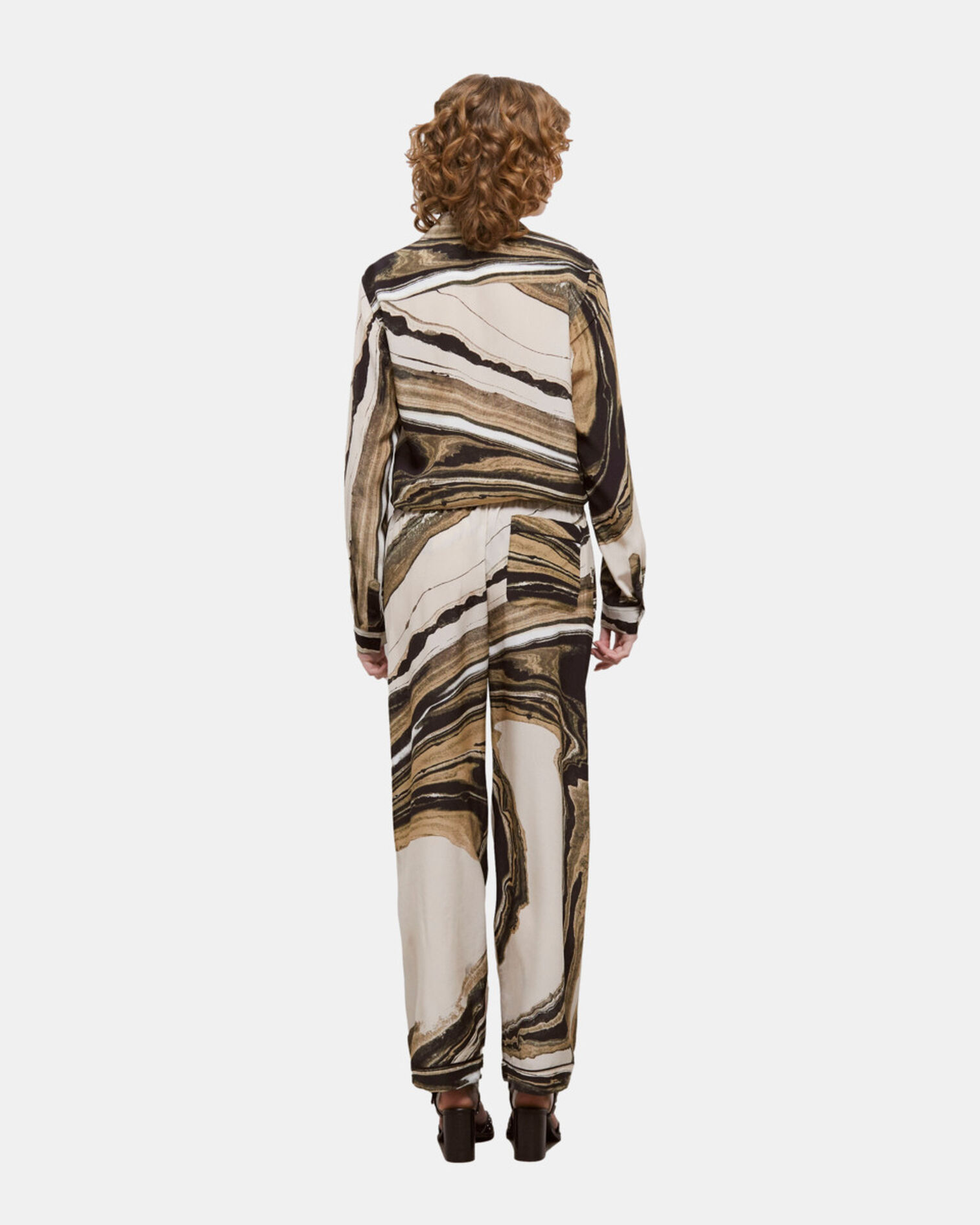 Printed flowing silk pants, BEIGE-BROWN, hi-res image number null