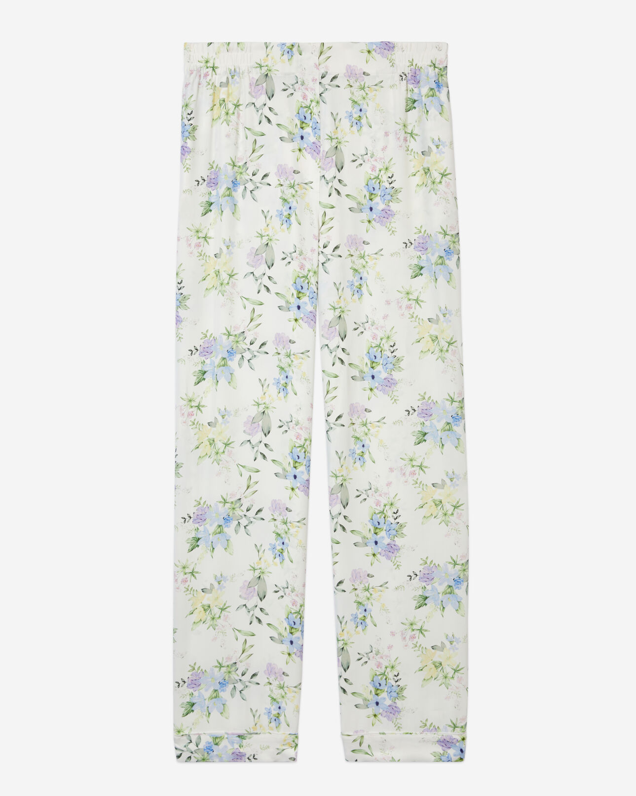 The Kooples WOMEN LIGHT BLUE/WHITE white and blue floral print trousers