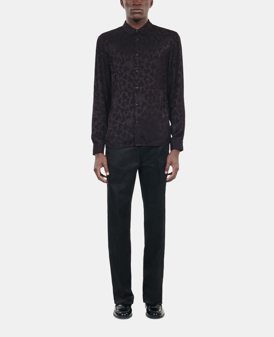 The Kooples MEN BLACK black jacquard shirt with hearts