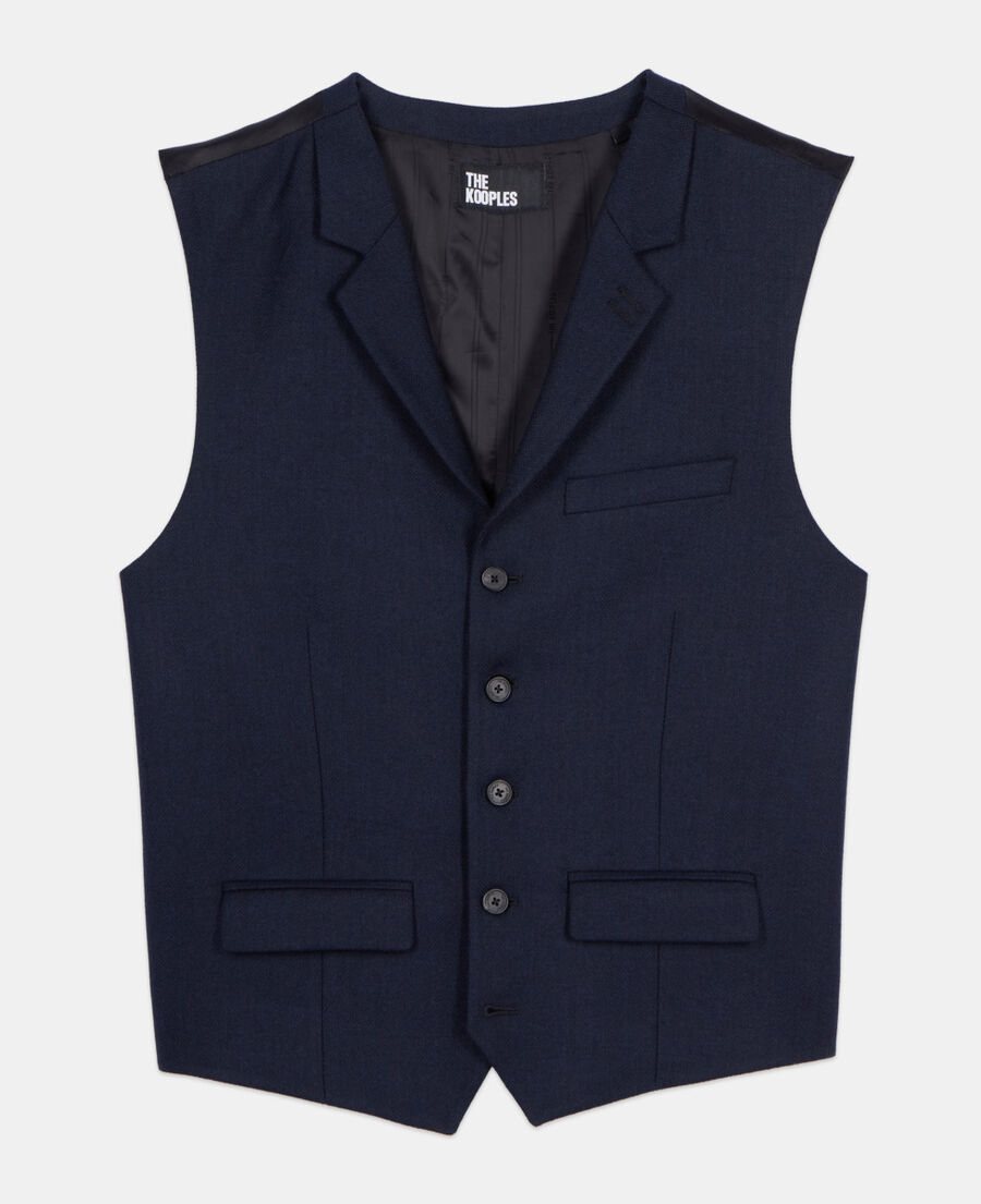 The Kooples H DARK NAVY navy blue wool blend waistcoat
