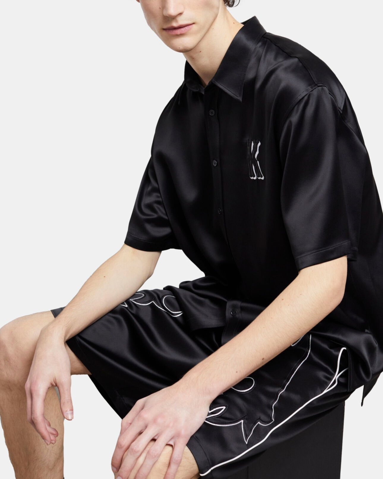 The Kooples HOMME BLACK short noir avec broderies western