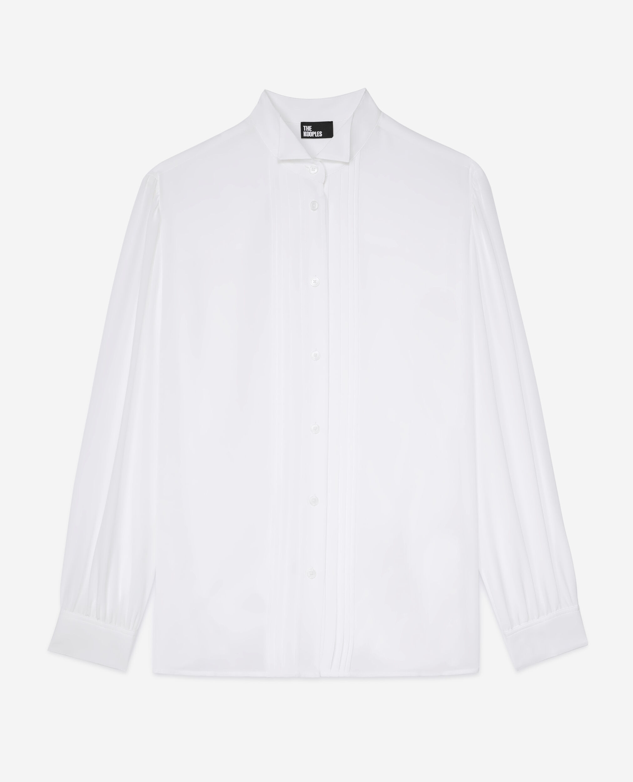 Ecru silk shirt with pleating, ECRU, hi-res image number null