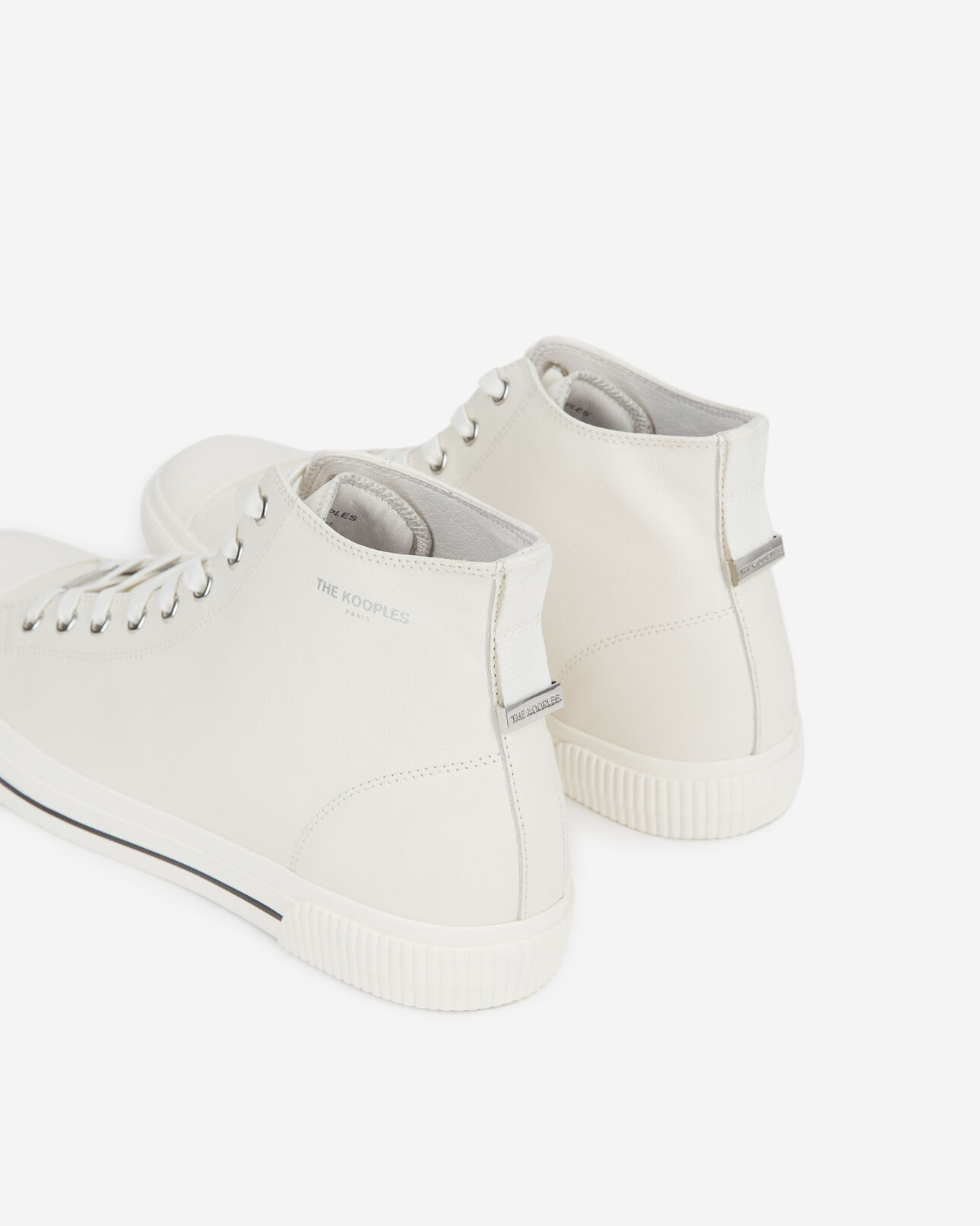 The Kooples HOMME WHITE baskets montantes blanches cuir lisse