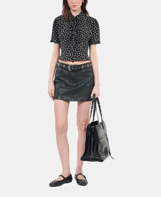 The Kooples DAMEN BLACK WHITE schwarzes hemd mit punkten