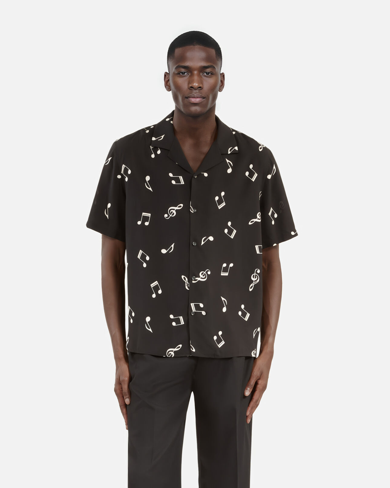 The Kooples HOMME BLACK WHITE chemise manches courtes imprimé musique