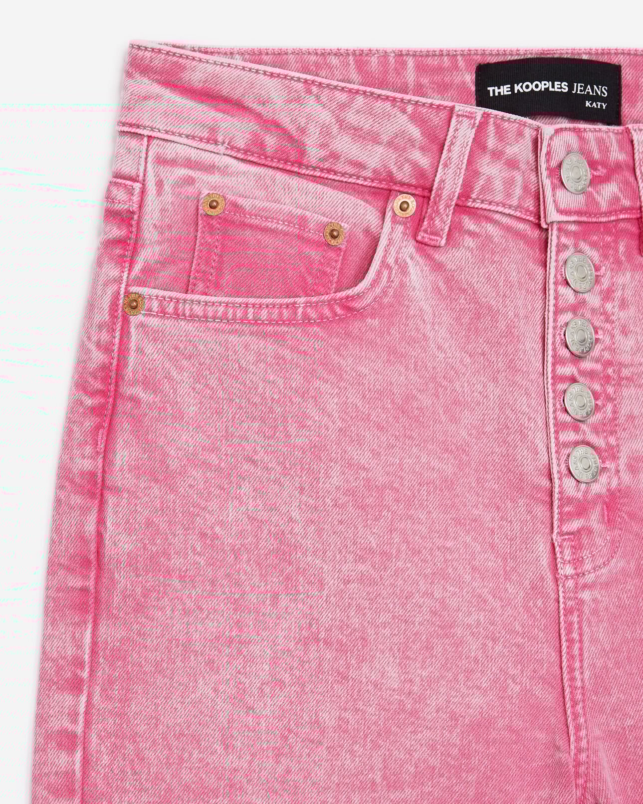 The Kooples DAMEN FRESH PINK jeans rosa hohe taille sichtbare knöpfe
