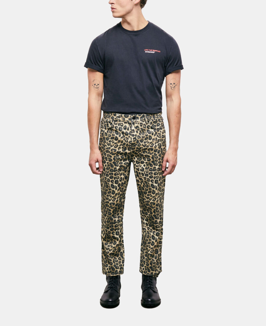 leoparden-jeans mit geradem bein