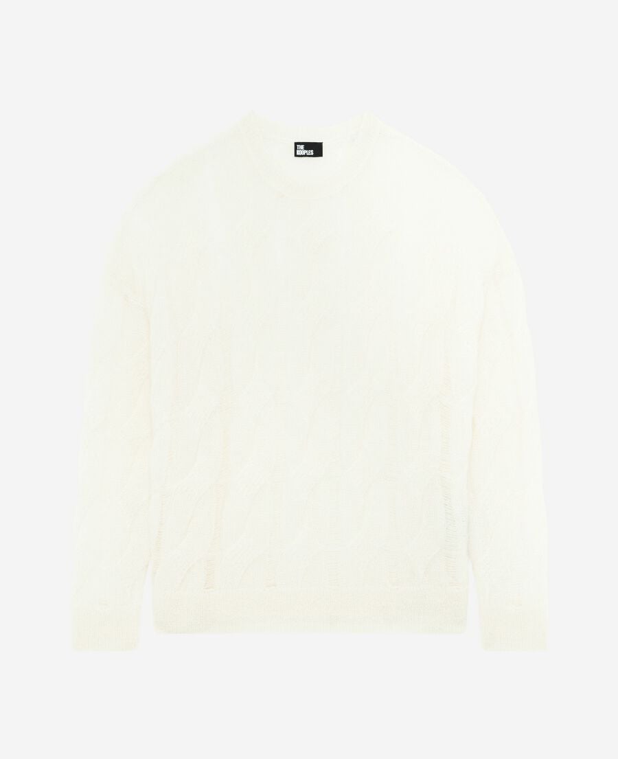 The Kooples F ECRU twisted sweater in ecru wool blend