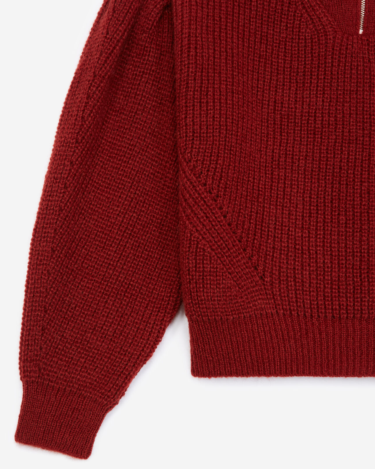 The Kooples DAMEN BORDEAUX roter pullover mit reißverschluss-kragen