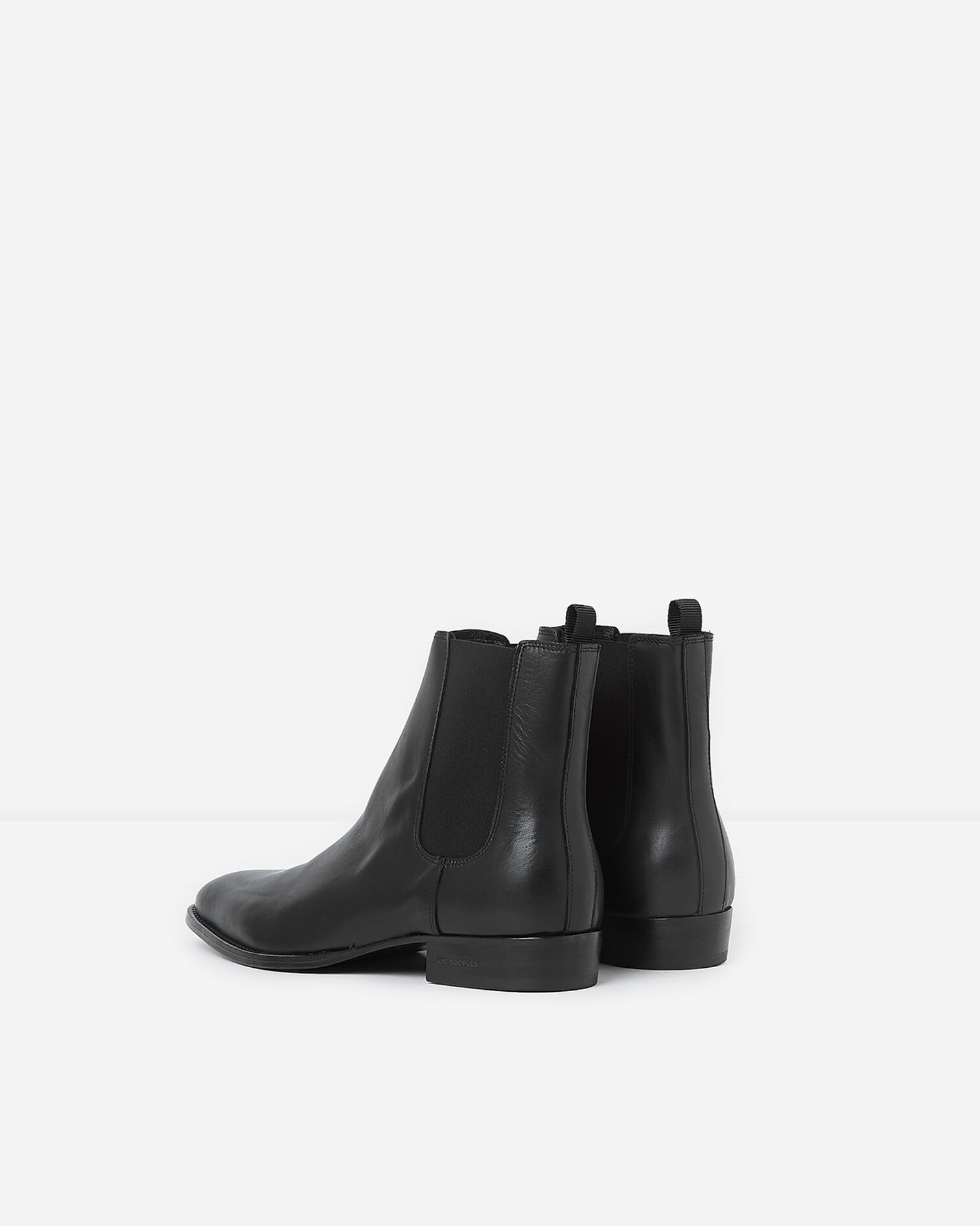 Flat black leather chelsea boots, BLACK, hi-res image number null